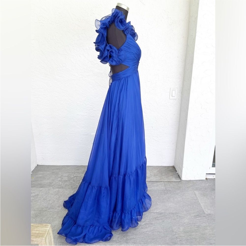 MAC DUGGAL RUFFLE TIERED CUTOUT CHIFFON GOWN - Picture 3 of 14